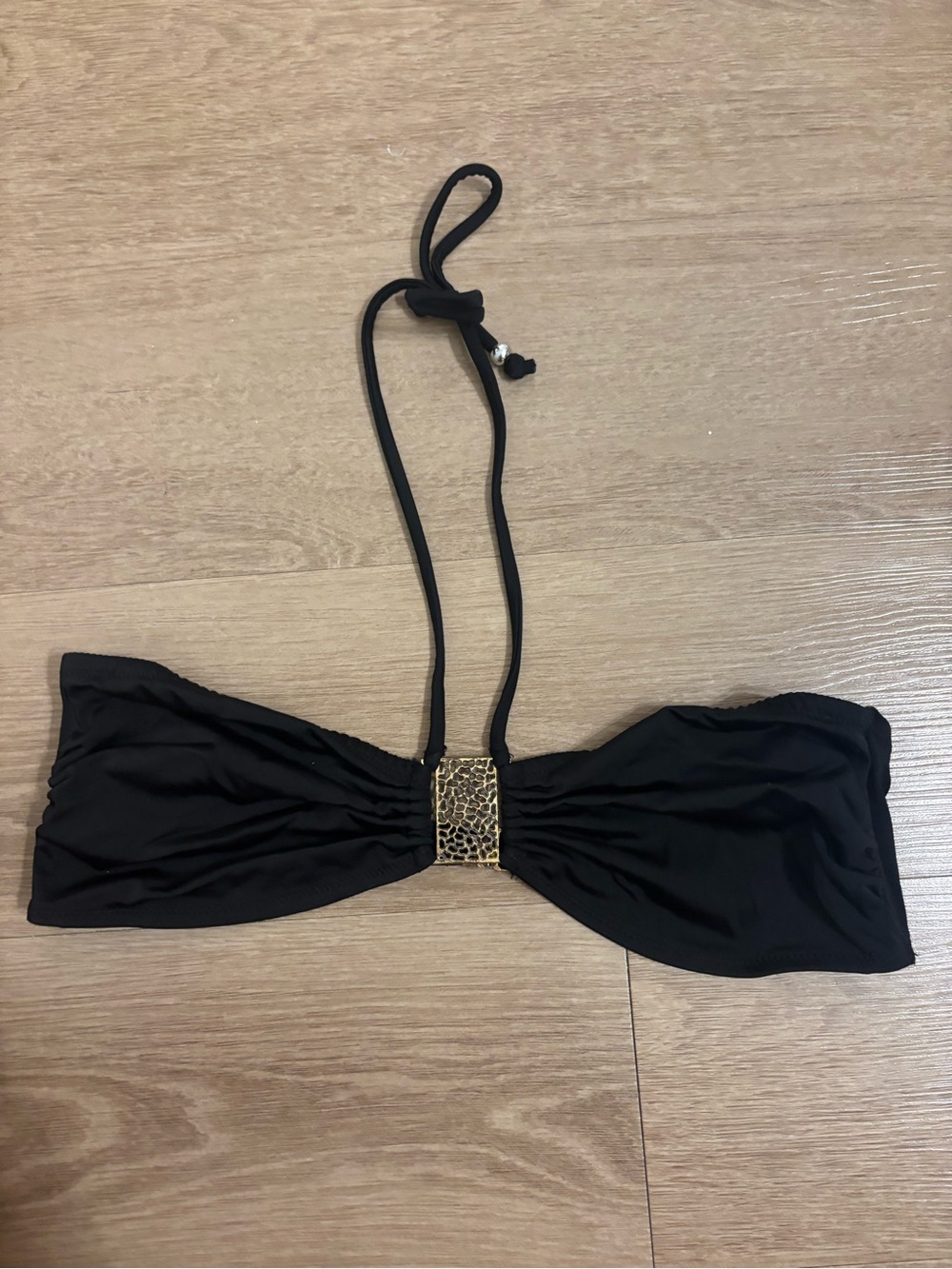 ALDO Black Bandeau Bikini Top with Gold Accent